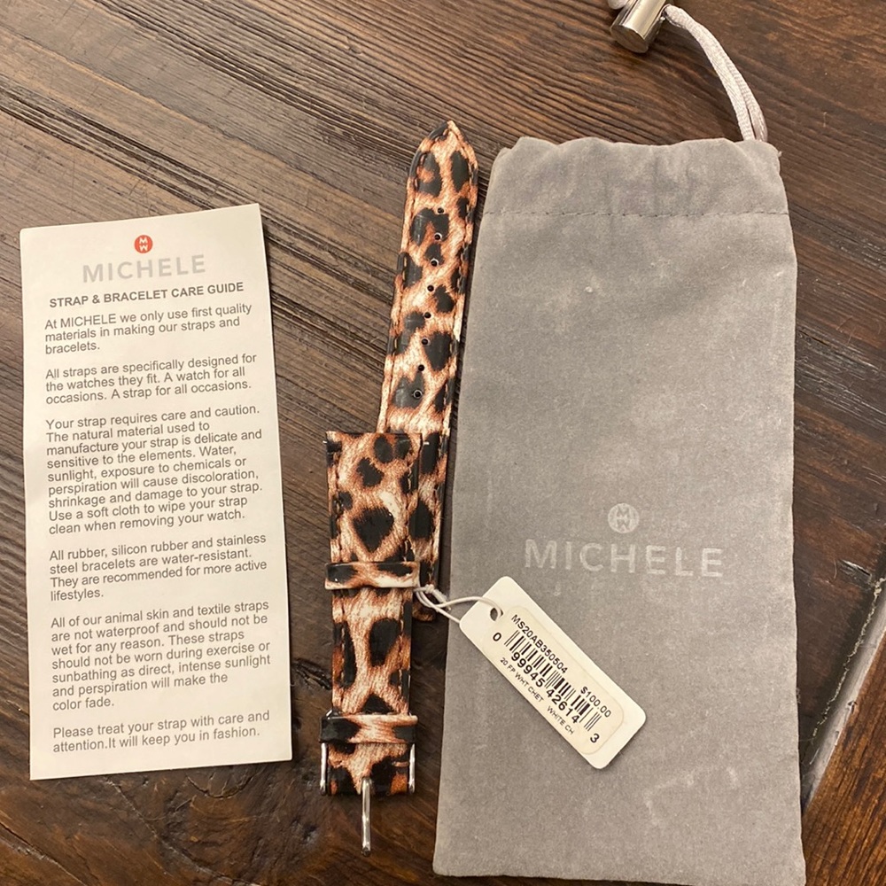 NWT Authentic Michele Watch Leopard Band